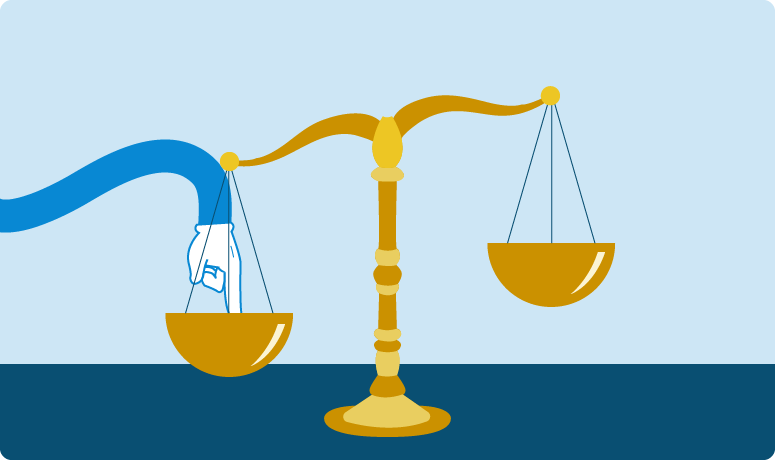 a justice scale filled with binary lettering