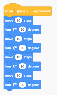 A program with steps to make a square